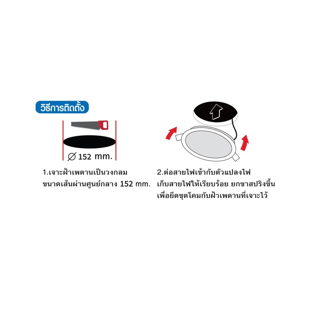 ดาวน์ไลท์ LED SHINING SUPER SLIM 6 นิ้ว 12 วัตต์ DAYLIGHT สีขาว