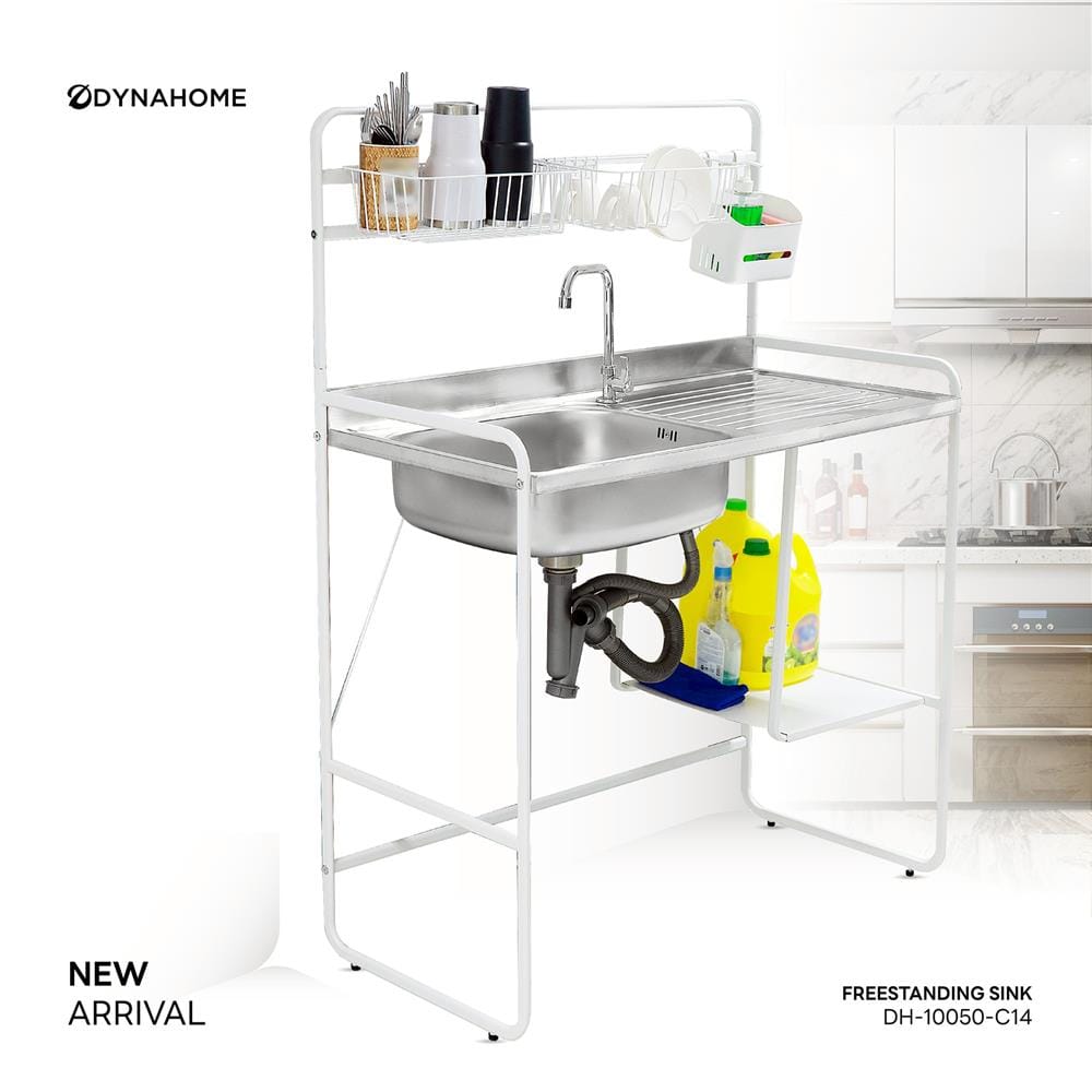 ซิงค์ขาตั้ง 1 หลุม 1 ที่พัก DYNA HOME DH-10050-C14 สีเงิน