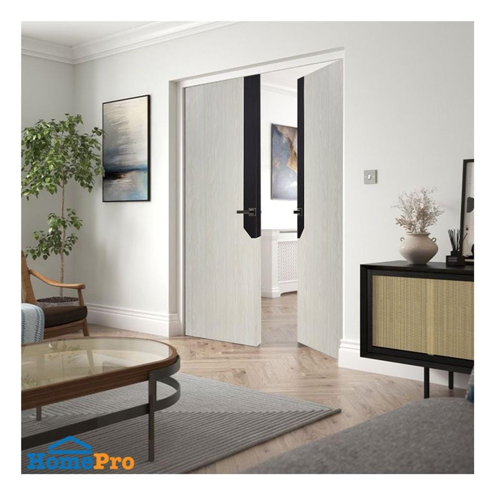 ประตูไม้ปิดผิว PVC N999 0738-2T 90x200 ซม. สีเบจ