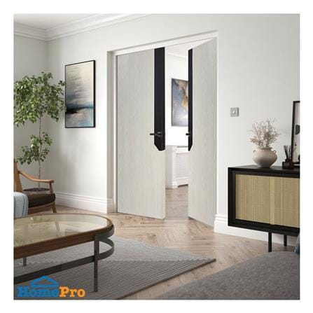 ประตูไม้ปิดผิว PVC N999 0738-2T 90x200 ซม. สีเบจ_3