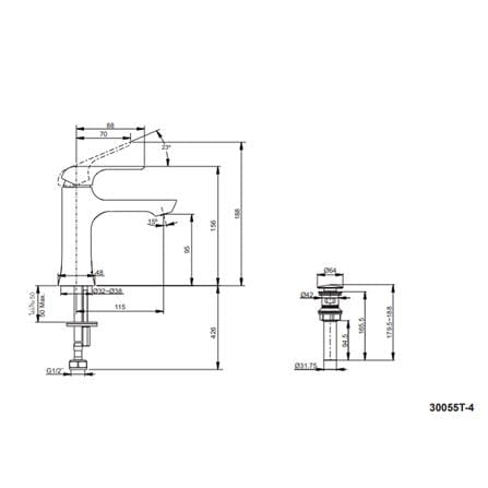 ก๊อกอ่างล้างหน้าเดี่ยว KOHLER K-30055T-4CD-CP_4