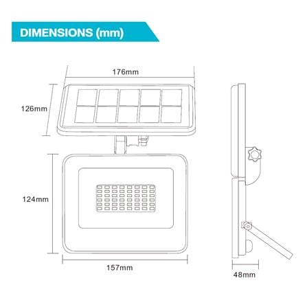 ไฟผนังภายนอก SOLAR BEC WING-3 50 วัตต์ DAYLIGHT สีดำ_4