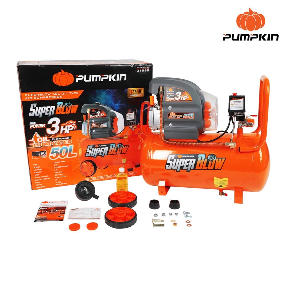 ปั๊มลมโรตารี่ PUMPKIN PTT-S3HP50 3 แรงม้า 50 ลิตร