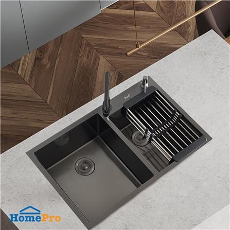 ซิงค์ฝัง 2 หลุม TECNOPLUS TNP 805023 BK สีดำ_1