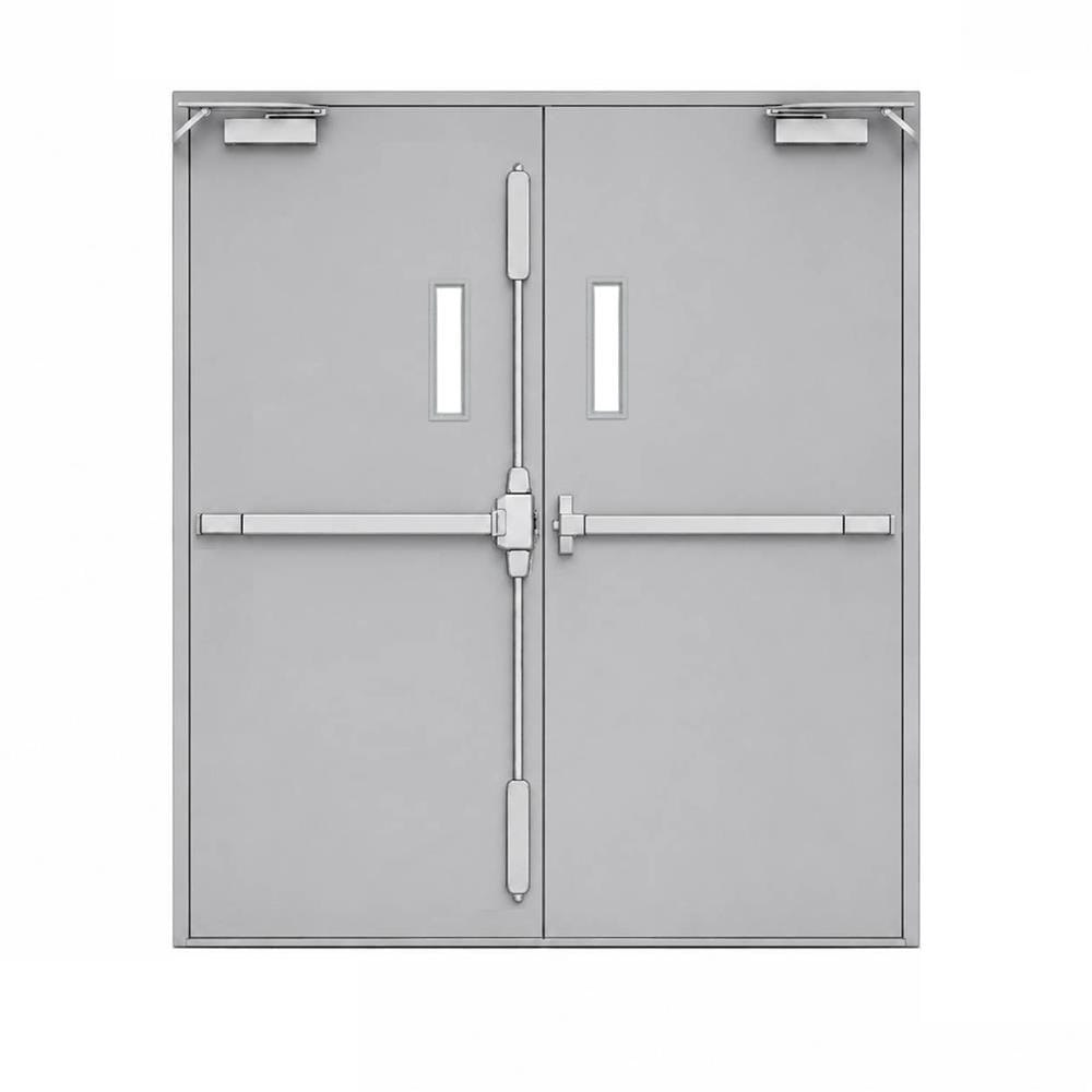 ชุดประตูเหล็กทนไฟ กระจก VECO 180x200 ซม. สีเทา