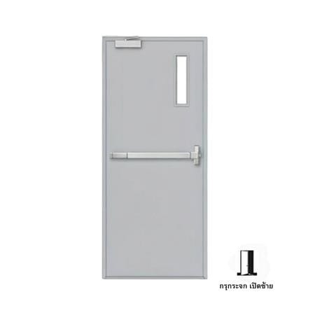 ชุดประตูเหล็กทนไฟ กระจก VECO 90x200 ซม. สีเทา (เปิดด้านซ้าย ออกด้านนอก)_0
