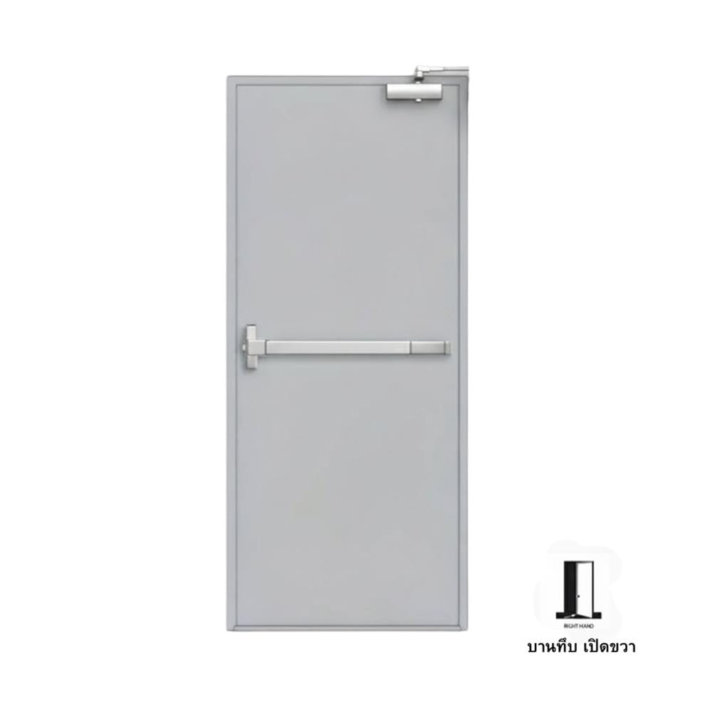 ชุดประตูเหล็กทนไฟ VECO 90x200 ซม. สีเทา (เปิดด้านขวา ออกด้านนอก)