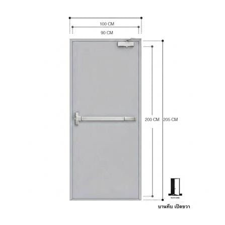 ชุดประตูเหล็กทนไฟ VECO 90x200 ซม. สีเทา (เปิดด้านขวา ออกด้านนอก)_5