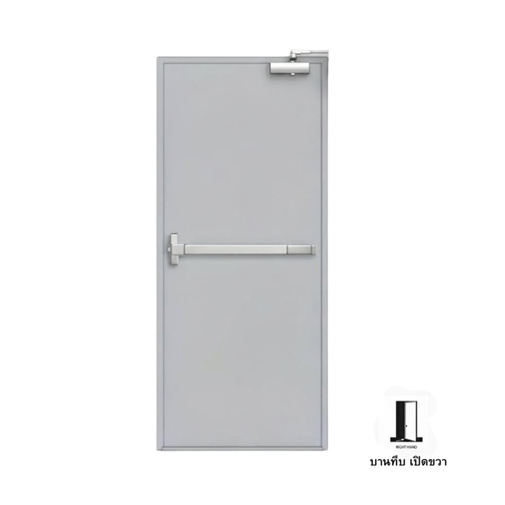 ชุดประตูเหล็กทนไฟ VECO 90x200 ซม. สีเทา (เปิดด้านซ้าย ออกด้านนอก)