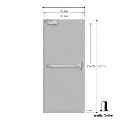 ชุดประตูเหล็กทนไฟ VECO 80x200 ซม. สีเทา (เปิดด้านซ้าย ออกด้านนอก)_5