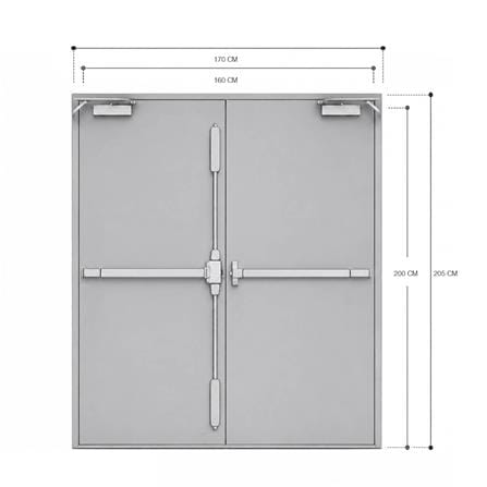 ชุดประตูเหล็กทนไฟ VECO 160x200 ซม. สีเทา_4