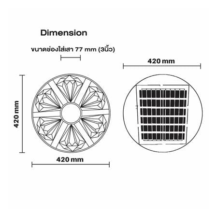 ไฟสนาม SOLAR RACER LIGHT HOUSE 800 วัตต์ DAYLIGHT สีดำ_8