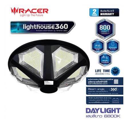 ไฟสนาม SOLAR RACER LIGHT HOUSE 800 วัตต์ DAYLIGHT สีดำ_6