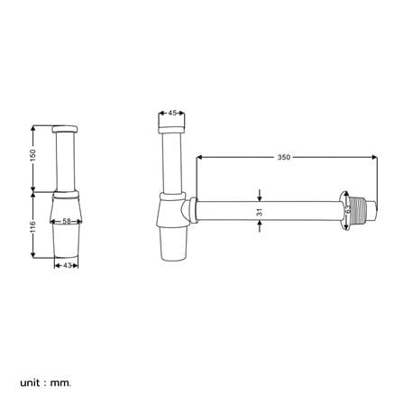 ท่อน้ำทิ้งอ่างล้างหน้ากระปุก RASLAND RA T912-T15-35 35 ซม._8