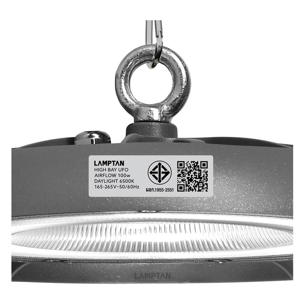 โคมไฮเบย์ LED LAMPTAN AIRFLOW 100 วัตต์ DAYLIGHT สีเทา