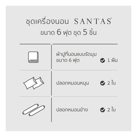 ชุดผ้าปูที่นอน 6 ฟุต (ชุด 5 ชิ้น) SANTAS TEXIMA CELUREA BL_4