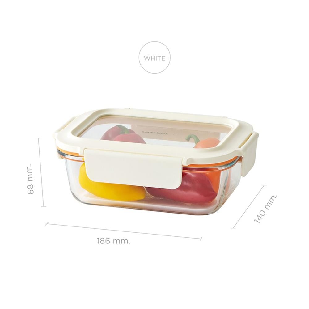 กล่องอาหารแก้ว LOCKNLOCK THE CUBE 0.63 ลิตร สีขาว