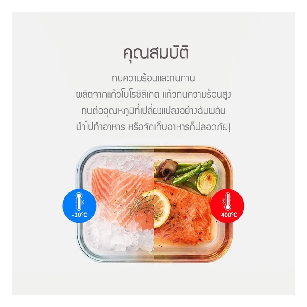 กล่องอาหารแก้ว LOCKNLOCK THE CUBE 0.63 ลิตร สีขาว