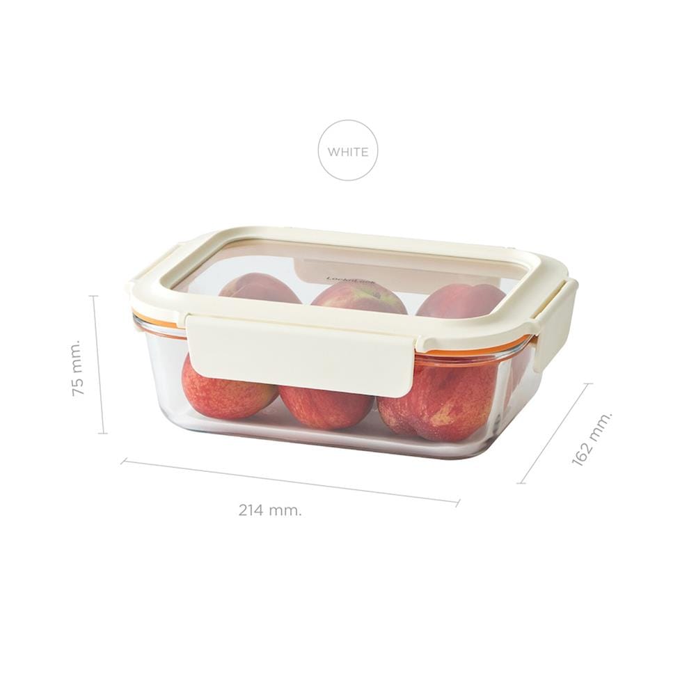 กล่องอาหารแก้ว LOCKNLOCK THE CUBE 1 ลิตร สีขาว