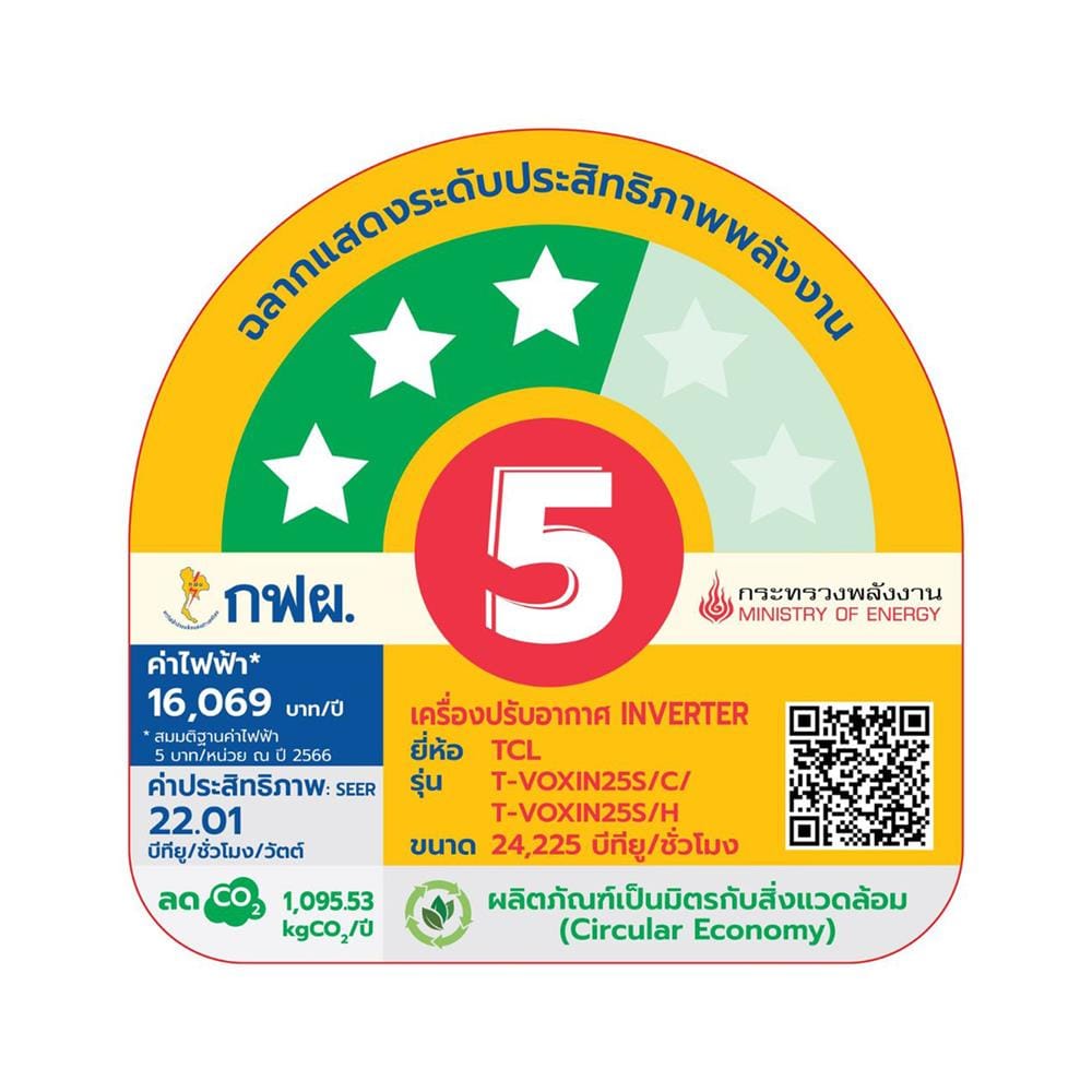 แอร์ผนัง TCL T-VOXIN25S 24225 บีทียู อินเวอร์เตอร์