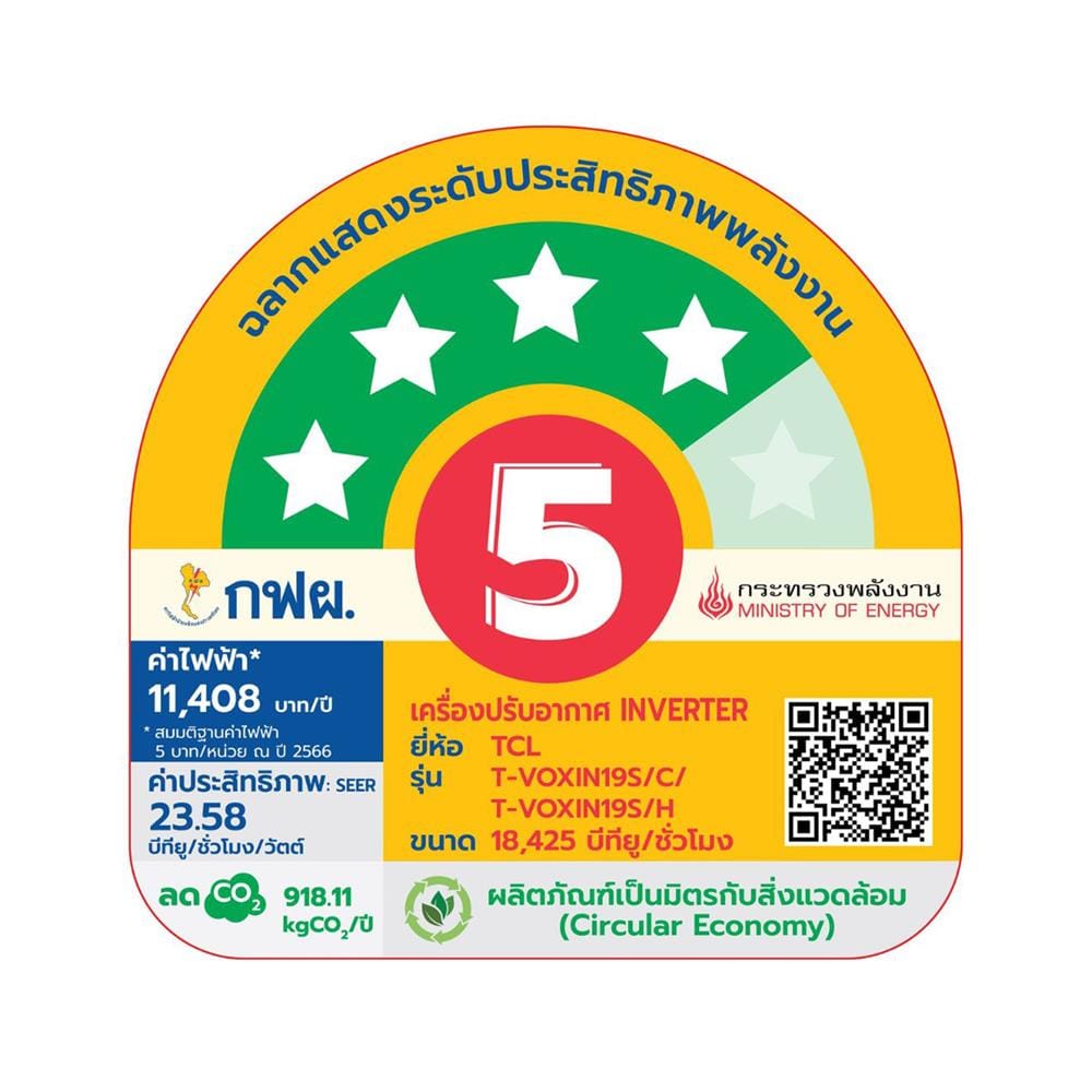 แอร์ผนัง TCL T-VOXIN19S 18425 บีทียู อินเวอร์เตอร์