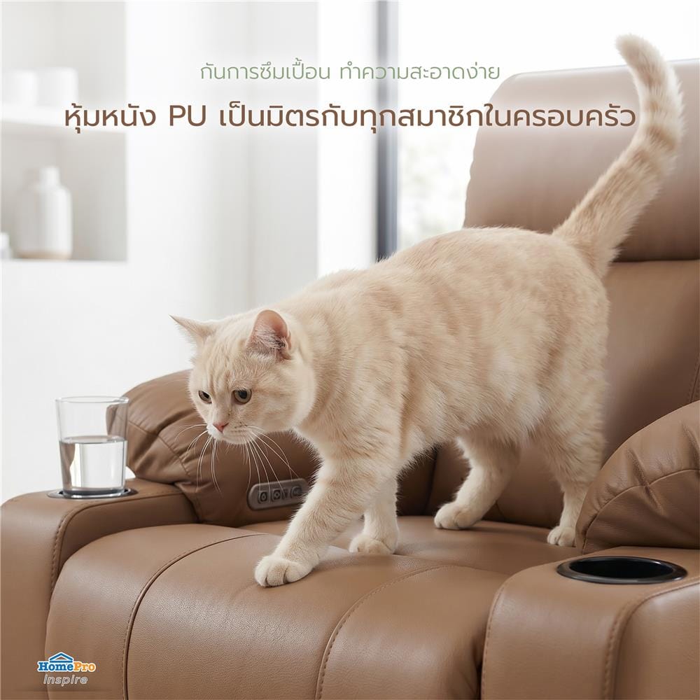 เก้าอี้ปรับนอนไฟฟ้า FURDINI COMPLETE/PET FRIENDLY สีน้ำตาลเข้ม