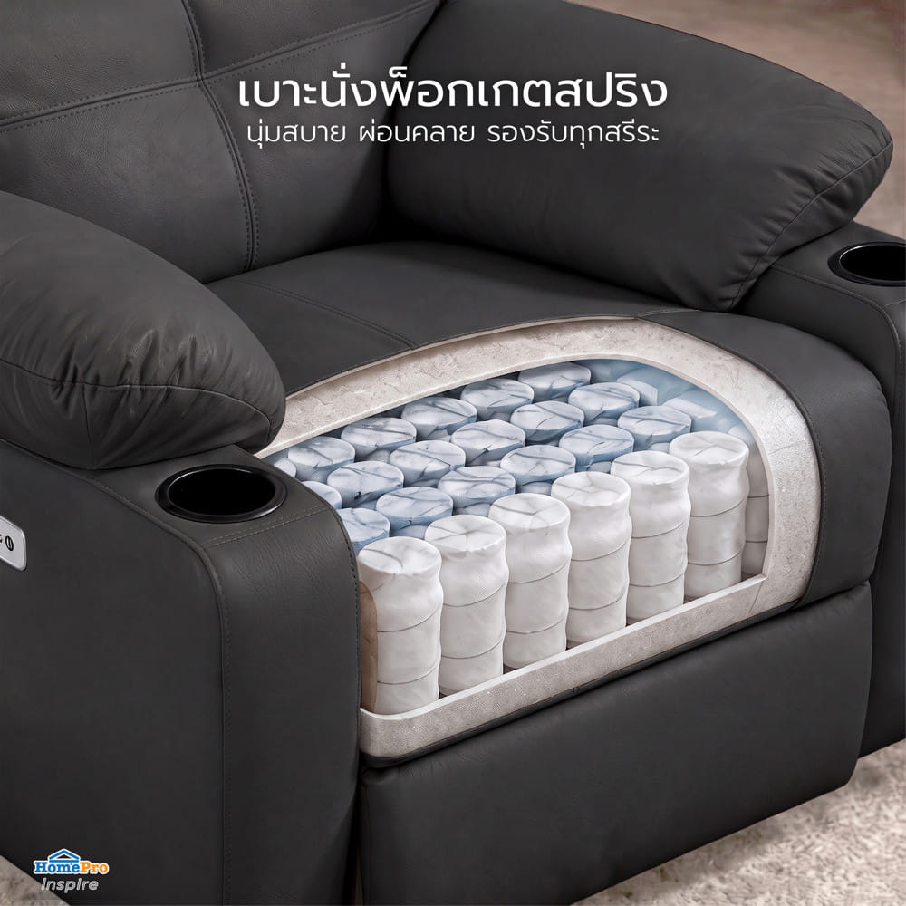 เก้าอี้ปรับนอนไฟฟ้า FURDINI COMPLETE/PET FRIENDLY สีดำ