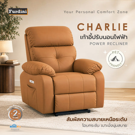 เก้าอี้ปรับนอนไฟฟ้า FURDINI CHARLIE/PET FRIENDLY สีน้ำตาล_5