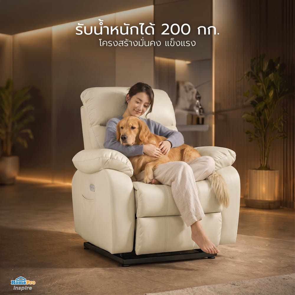 เก้าอี้ปรับนอนไฟฟ้า FURDINI CHARLIE/PET FRIENDLY สีเบจ