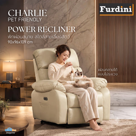 เก้าอี้ปรับนอนไฟฟ้า FURDINI CHARLIE/PET FRIENDLY สีเบจ_4