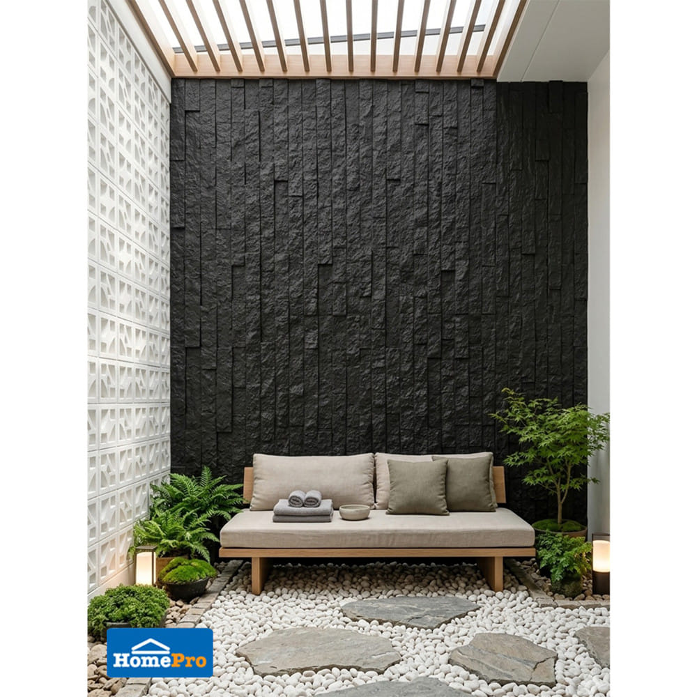 แผ่นตกแต่งผนัง PU 60x120 ซม. TARA BRICK ROCK BLACK