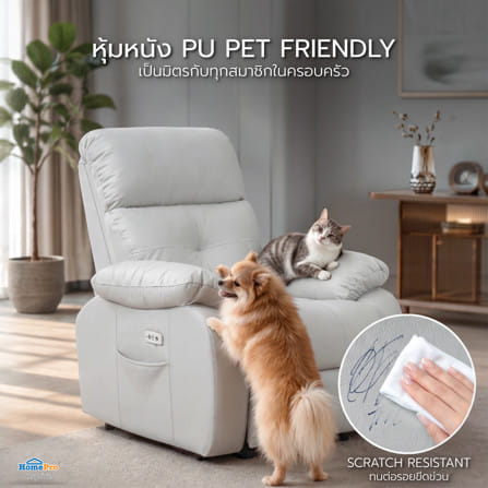 เก้าอี้ปรับนอนไฟฟ้า FURDINI CHARLIE/PET FRIENDLY สีเทา_8