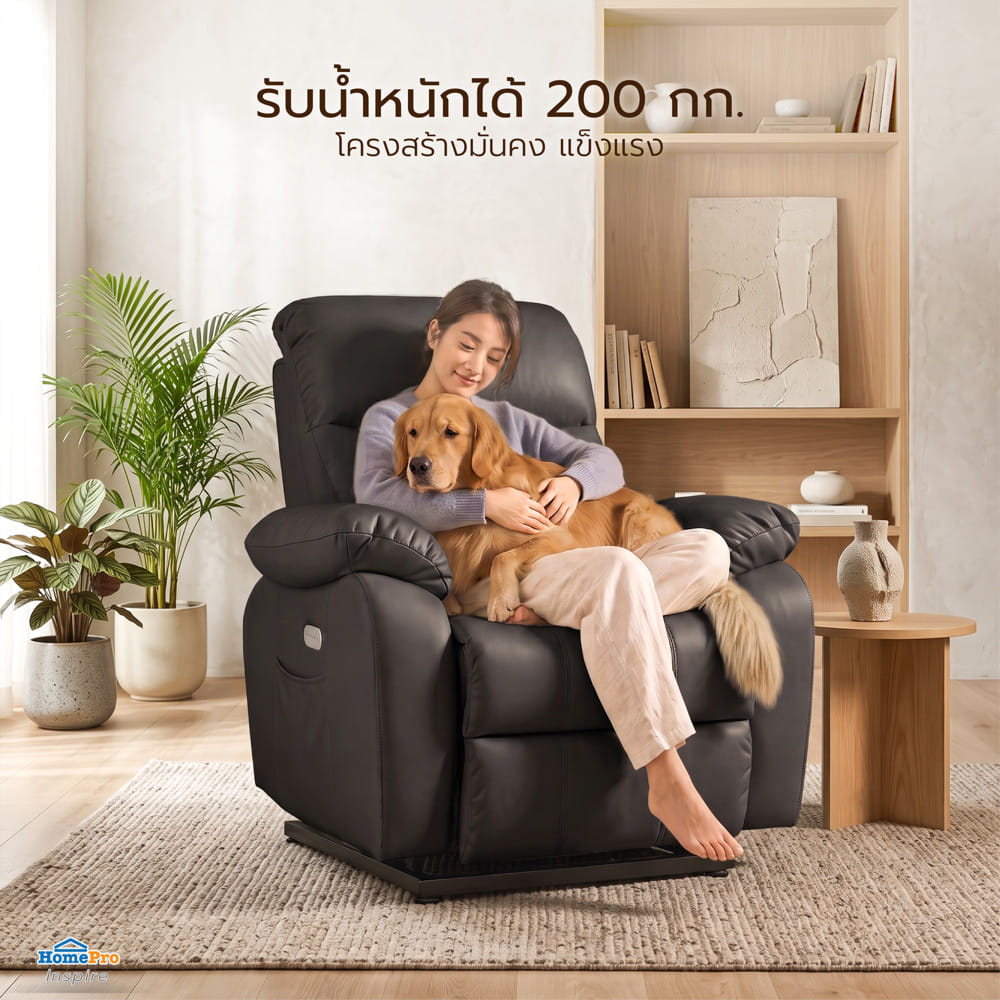เก้าอี้ปรับนอนไฟฟ้า FURDINI CHARLIE/PET FRIENDLY สีดำ