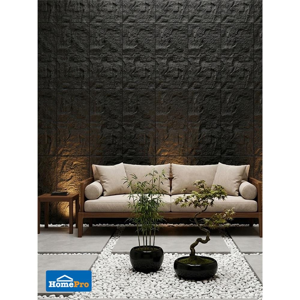 แผ่นตกแต่งผนัง PU 60x120 ซม. TARA STONE BLACK