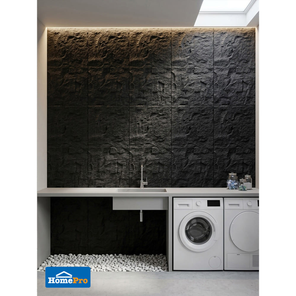 แผ่นตกแต่งผนัง PU 60x120 ซม. TARA STONE BLACK