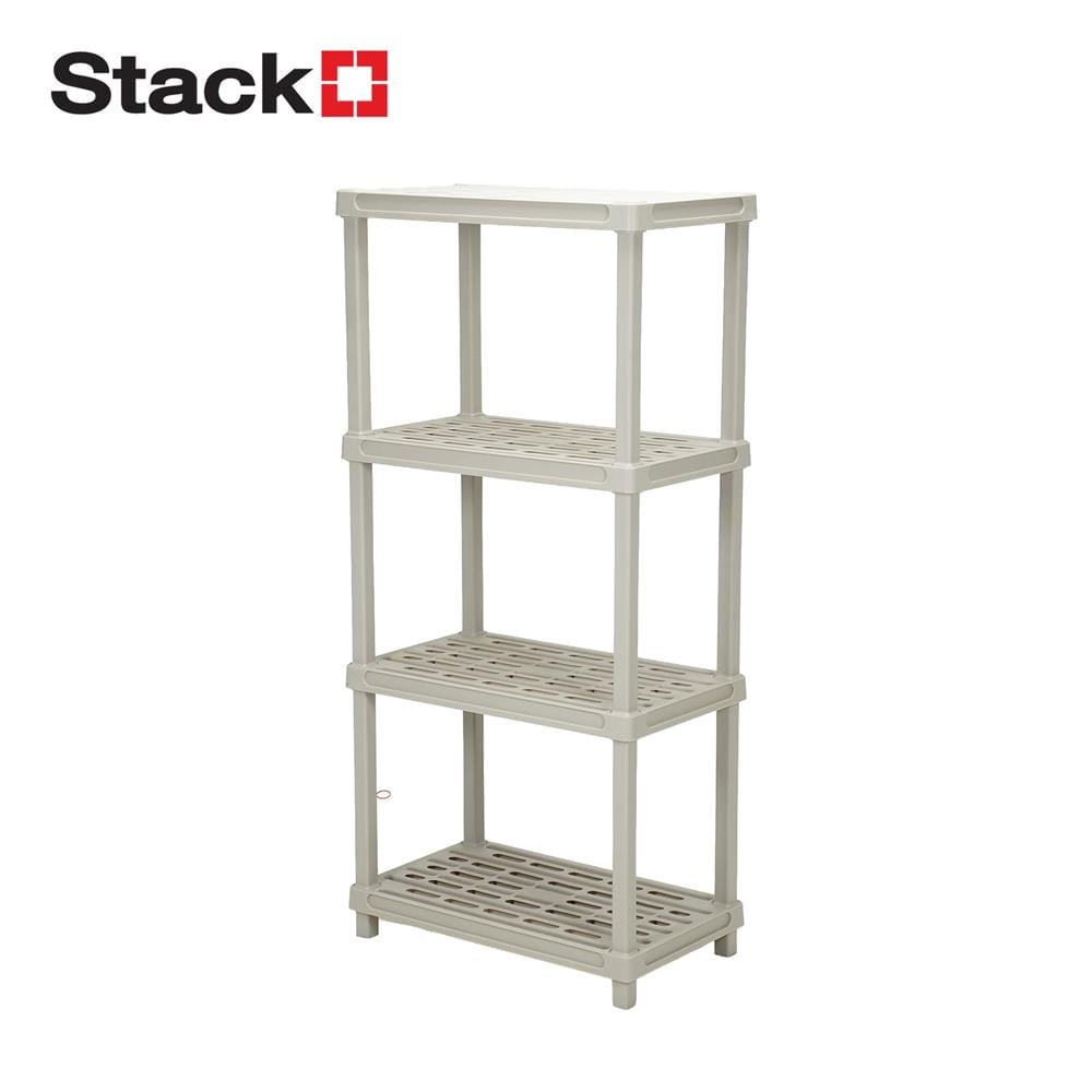 ชั้นพลาสติก 4 ชั้น STACKO 60x35x127 ซม. สีเทาอ่อน
