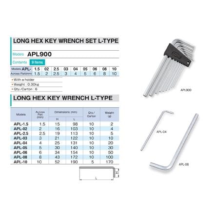 ชุดประแจหกเหลี่ยมตัว L TONE APL900 (ชุด 9 ชิ้น)_1