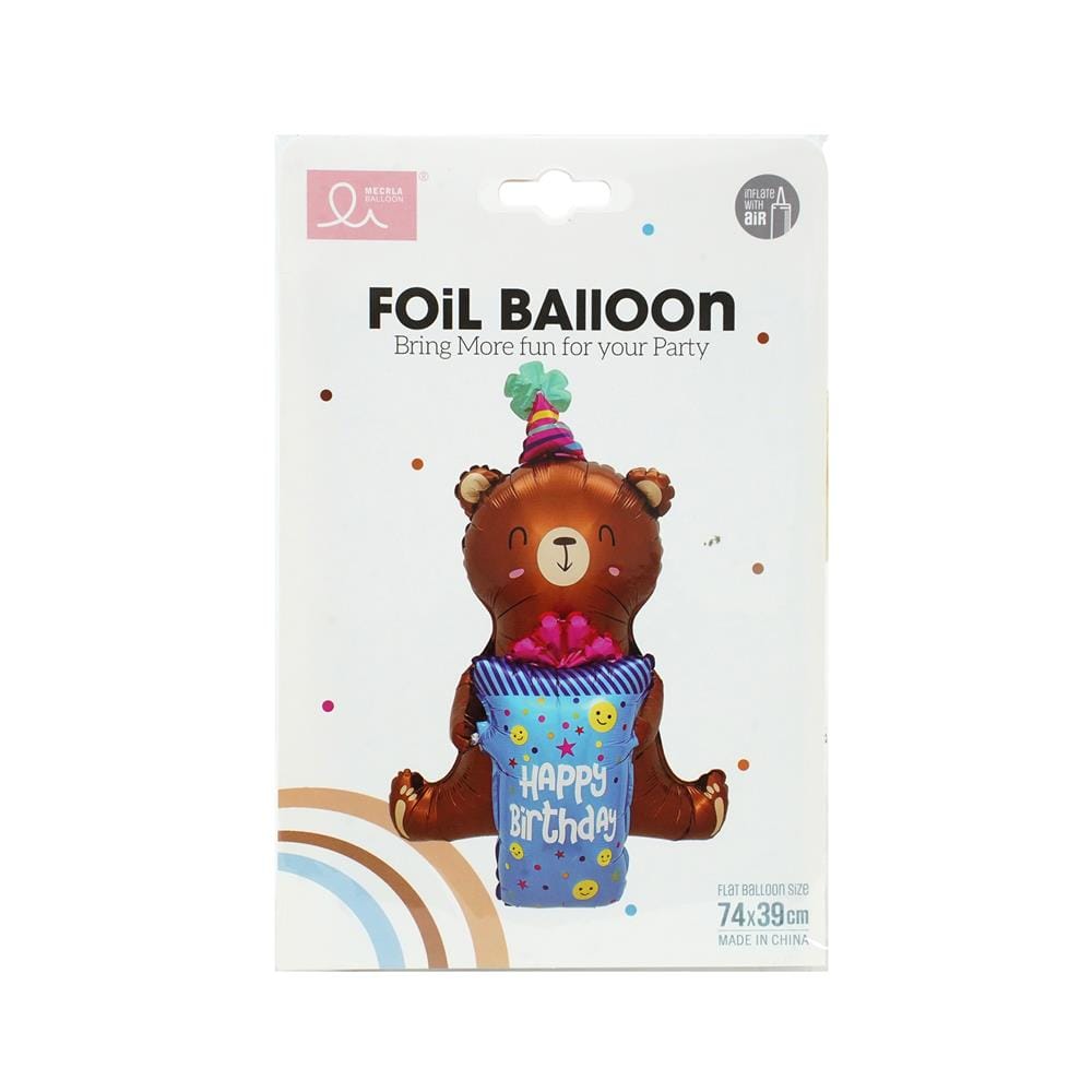 ลูกโป่งฟอยล์ SNAZZ HBD SITTING BEAR 29 นิ้ว สีน้ำตาล