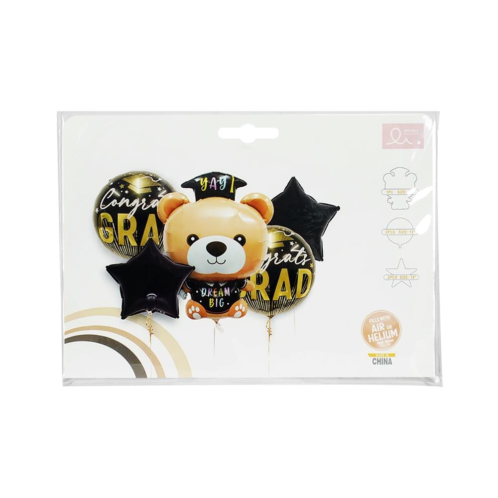 ลูกโป่งฟอยล์ SNAZZ BEAR GRADUATION SET 29 นิ้ว สีดำ