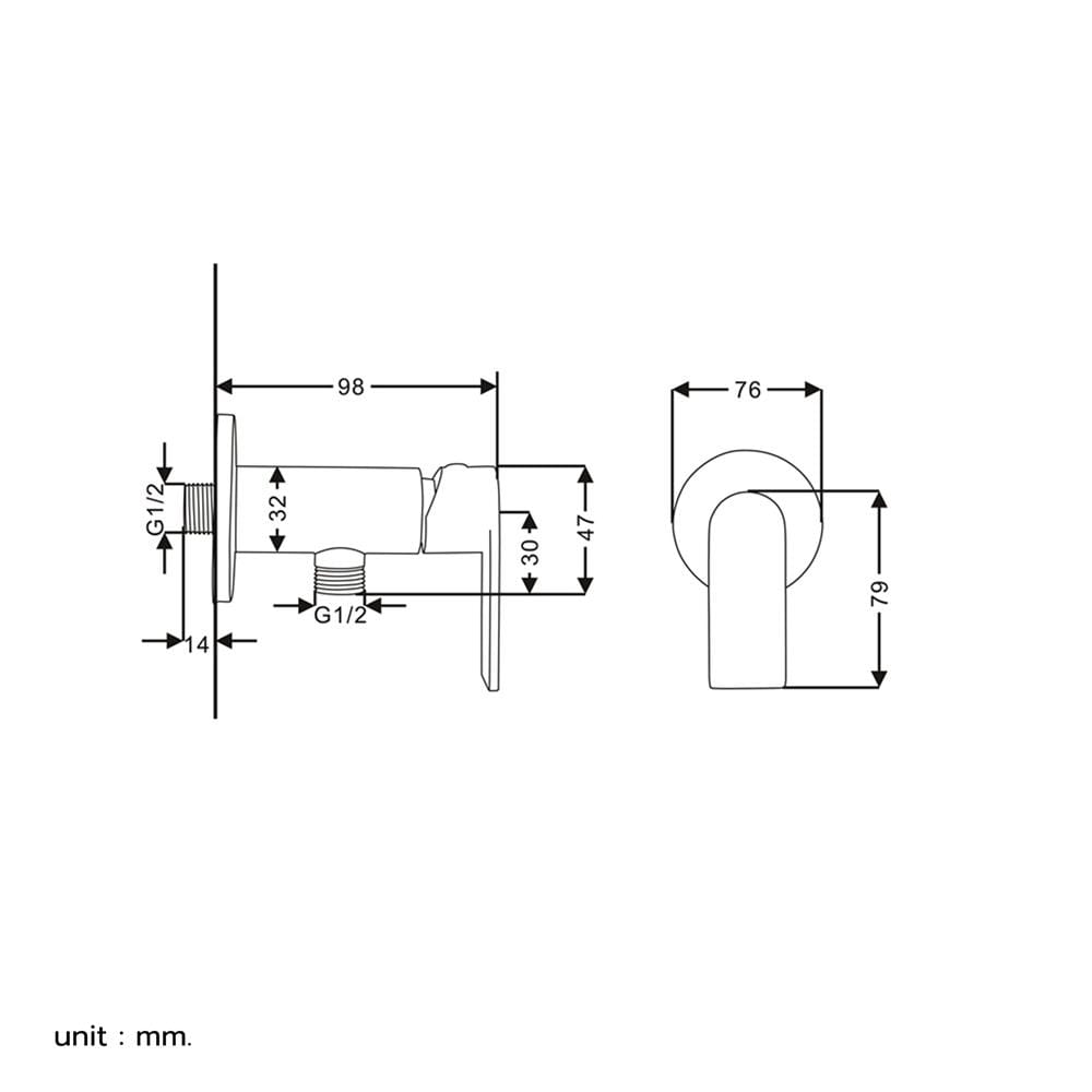 วาล์วฝักบัว 1 ทาง RASLAND RA C311-129MT