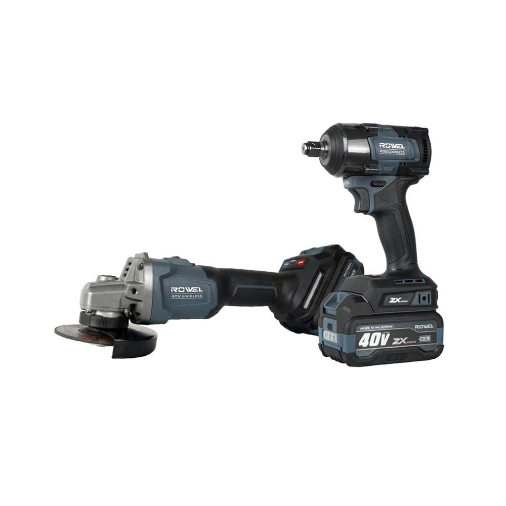 ชุดบล็อคกระแทกและเครื่องเจียรไร้สาย (พร้อมแบตเตอรี่) ROWEL CSD402ZX 40 โวลต์