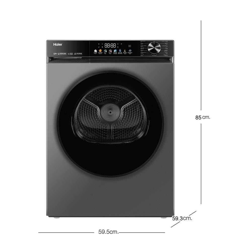เครื่องอบผ้าฝาหน้า HAIER HD100-A357S8 10 กก. HEATPUMP สีเทาเข้ม