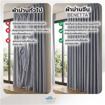 ผ้าม่านจีบ BENETTA KARL UV 160x220 ซม. สีเทา_8