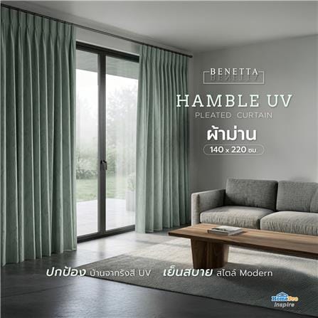 ผ้าม่านจีบ BENETTA HAMBLE UV 140x220 ซม. สีเขียว_5