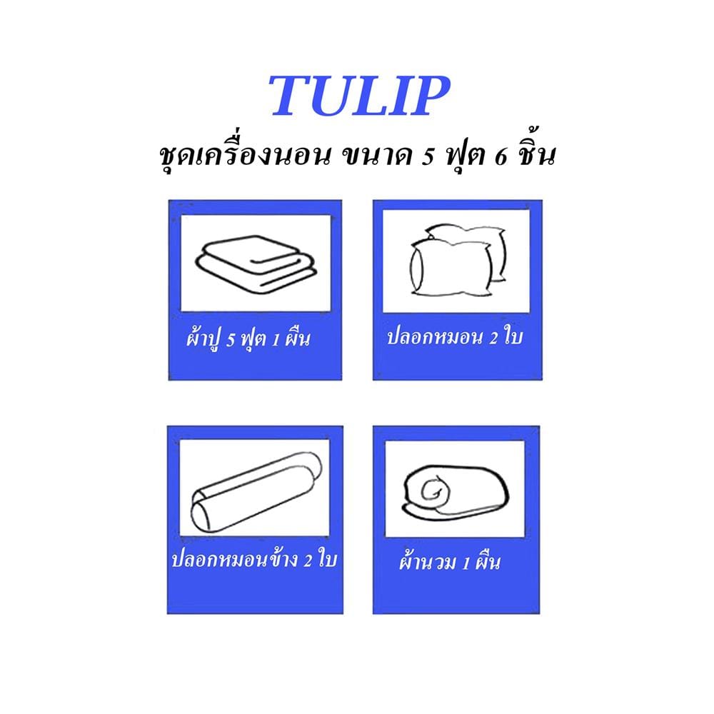ชุดผ้าปูที่นอน 5 ฟุต (ชุด 6 ชิ้น) TULIP WINNIE THE POOH 60256-DLD049