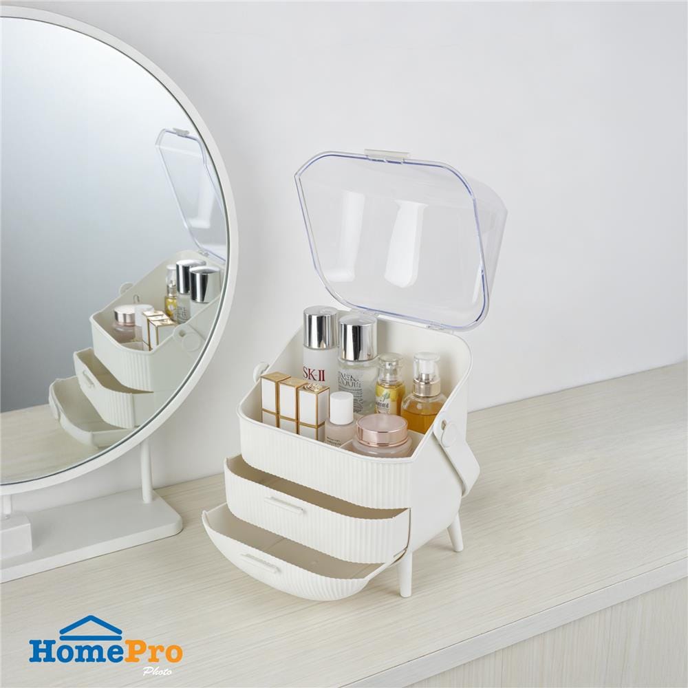 ชุดกล่องลิ้นชัก MAKE UP STACKO AIRA 28.5x20x38.5 ซม. สีขาว