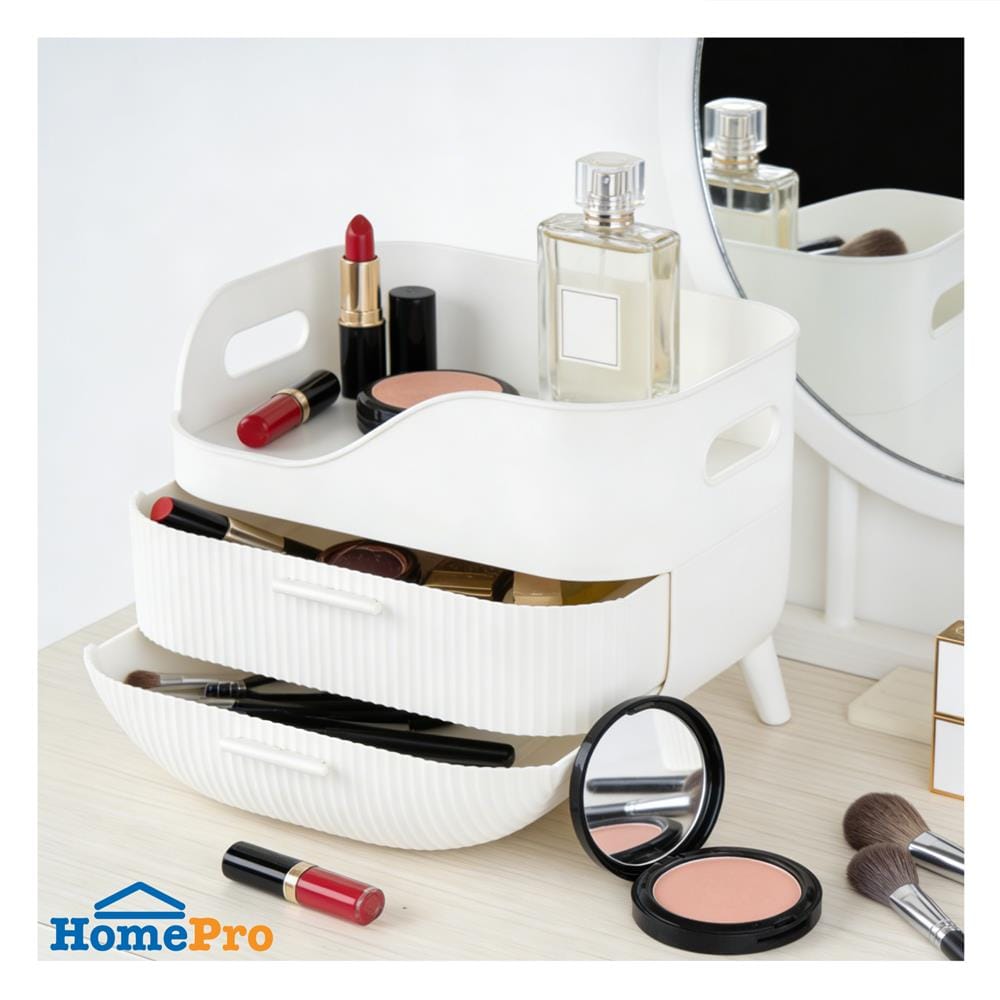 ชุดกล่องลิ้นชัก MAKE UP STACKO AIRA 26.3x18.8x19.5 ซม. สีขาว