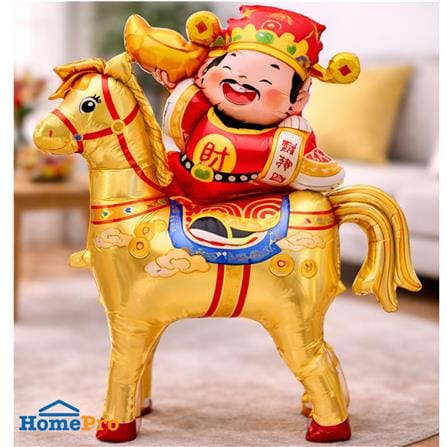 ลูกโป่งฟอยล์ตรุษจีน ม้าทอง UNION HOME 101x125 ซม. สีทอง_1