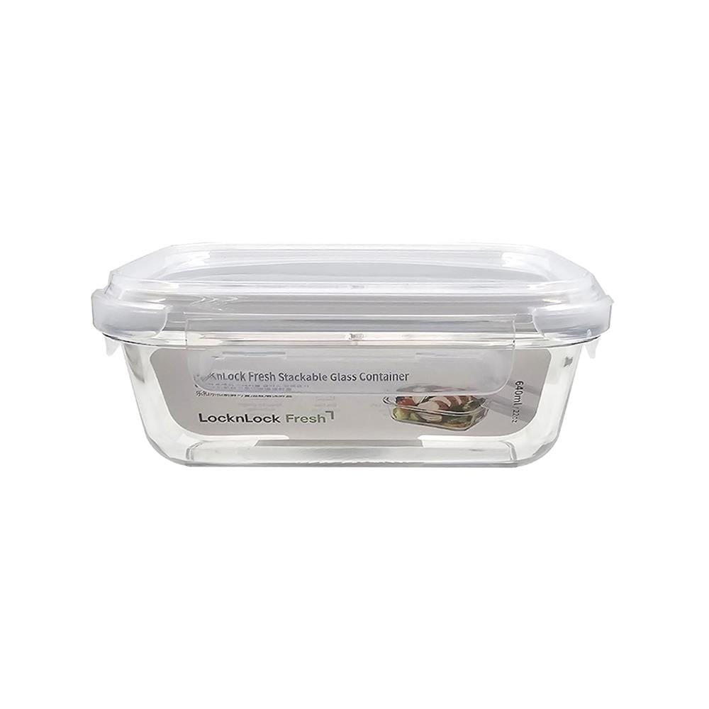 กล่องอาหารแก้ว LOCKNLOCK THE CLEAR 0.64 ลิตร สีขาว/ใส