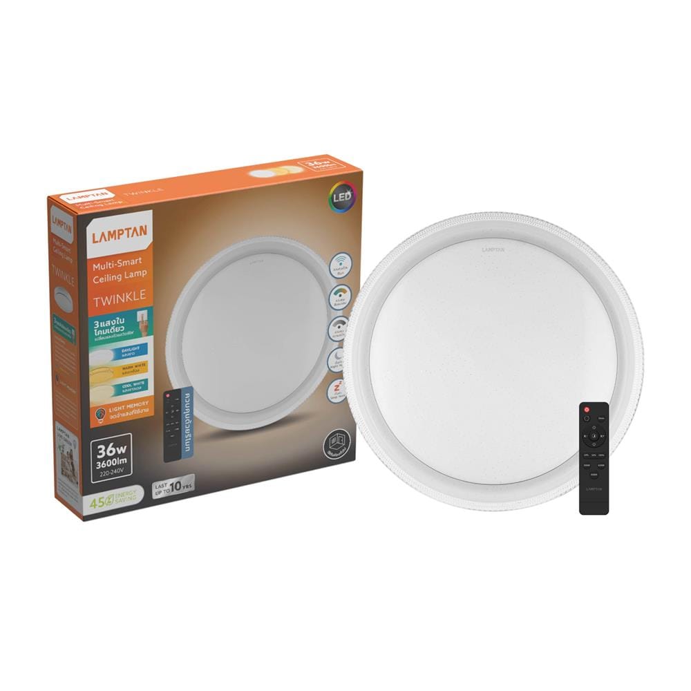 ไฟเพดาน LED LAMPTAN TWINKLE 15 นิ้ว 36 วัตต์ DAYLIGHT/COOL WHITE/WARM WHITE